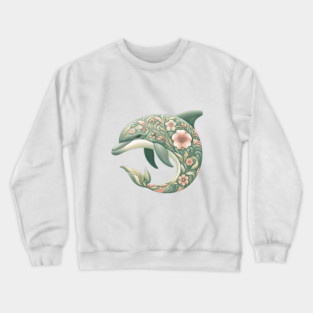 Bottlenose Dolphin Botanical Nature Art Illustration Crewneck Sweatshirt