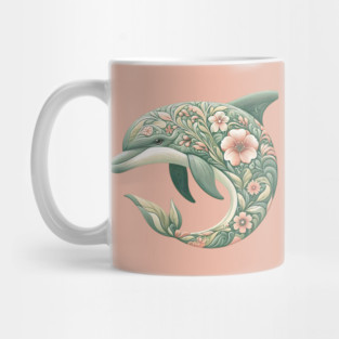 Bottlenose Dolphin Botanical Nature Art Illustration Mug