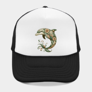 Bottlenose Dolphin Botanical Nature Art Illustration2 Hat