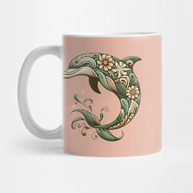 Bottlenose Dolphin Botanical Nature Art Illustration2 by BirdsnStuff