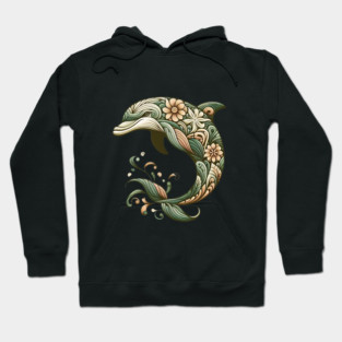 Bottlenose Dolphin Botanical Nature Art Illustration2 Hoodie