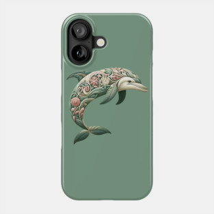 Bottlenose Dolphin Botanical Nature Art Illustration3 Phone Case