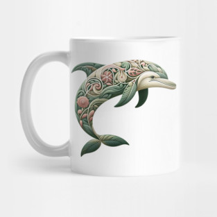 Bottlenose Dolphin Botanical Nature Art Illustration3 Mug