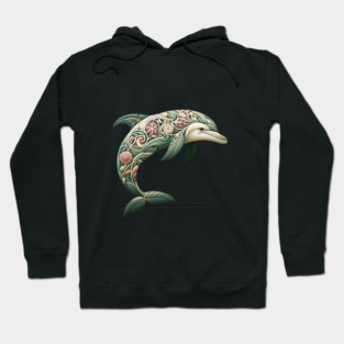 Bottlenose Dolphin Botanical Nature Art Illustration3 Hoodie