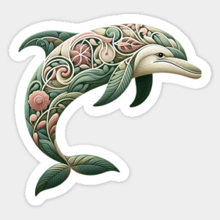 Bottlenose Dolphin Botanical Nature Art Illustration3 Magnet