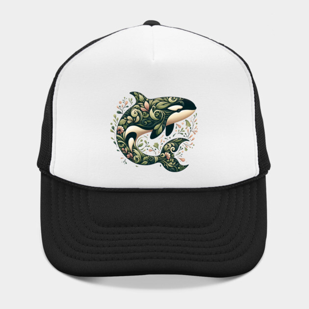 Killer Whale Botanical Nature Art Illustration by BirdsnStuff