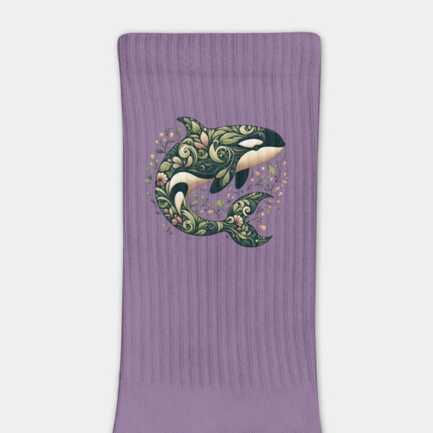 Killer Whale Botanical Nature Art Illustration by BirdsnStuff