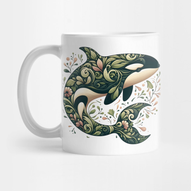 Killer Whale Botanical Nature Art Illustration by BirdsnStuff