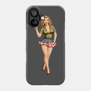 Patriotic Pin Up Girl V for Victory Phone Case