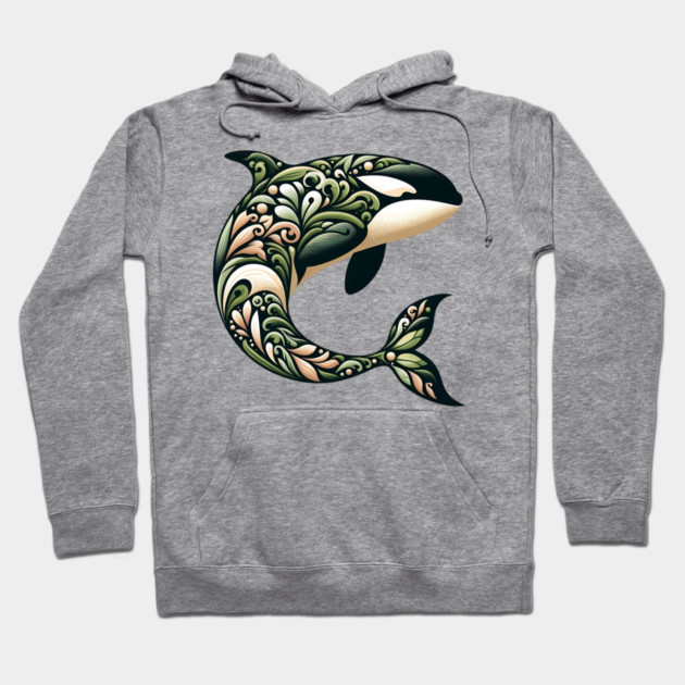 Killer Whale Botanical Nature Art Illustration2 Hoodie by BirdsnStuff