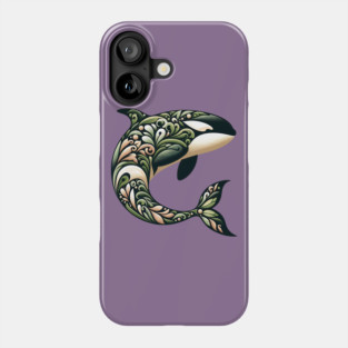 Killer Whale Botanical Nature Art Illustration2 Phone Case