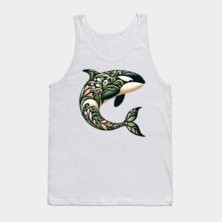 Killer Whale Botanical Nature Art Illustration2 Tank Top