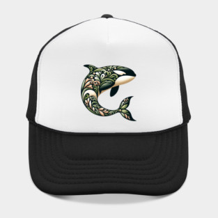Killer Whale Botanical Nature Art Illustration2 Hat