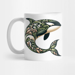 Killer Whale Botanical Nature Art Illustration2 Mug