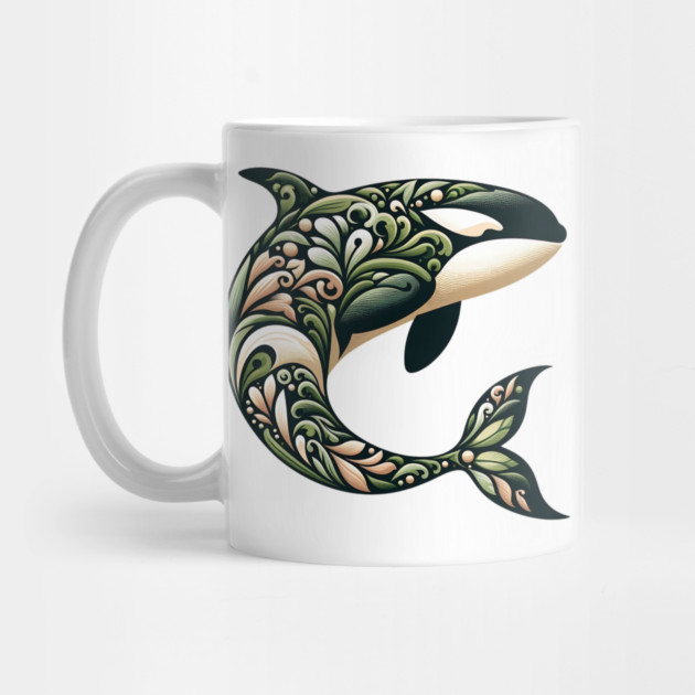 Killer Whale Botanical Nature Art Illustration2 by BirdsnStuff