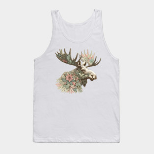 Moose Botanical Nature Art Illustration Tank Top