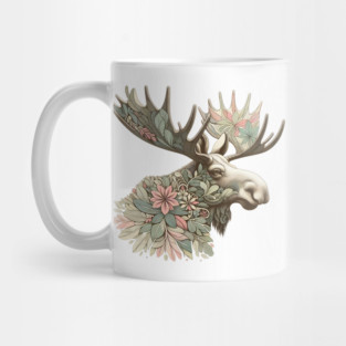 Moose Botanical Nature Art Illustration Mug