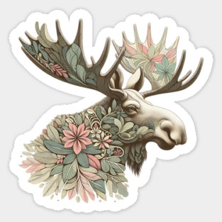 Moose Botanical Nature Art Illustration Magnet