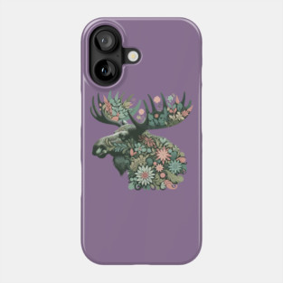 Moose Botanical Nature Art Illustration2 Phone Case