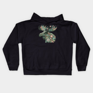 Moose Botanical Nature Art Illustration2 Kids Hoodie