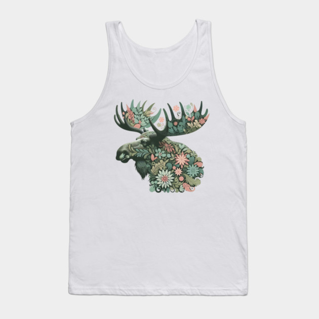 Moose Botanical Nature Art Illustration2 Tank Top by BirdsnStuff