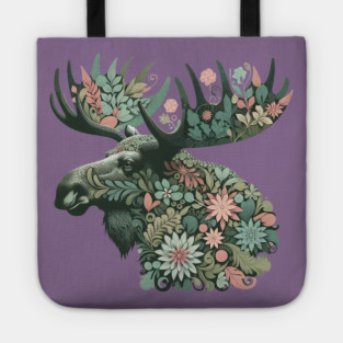 Moose Botanical Nature Art Illustration2 Tote