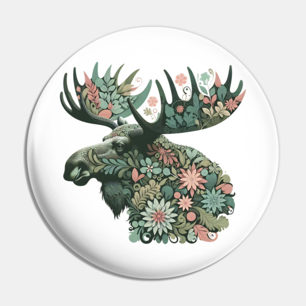 Moose Botanical Nature Art Illustration2 Pin by BirdsnStuff