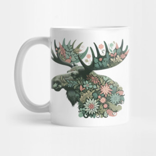 Moose Botanical Nature Art Illustration2 Mug