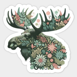 Moose Botanical Nature Art Illustration2 Magnet