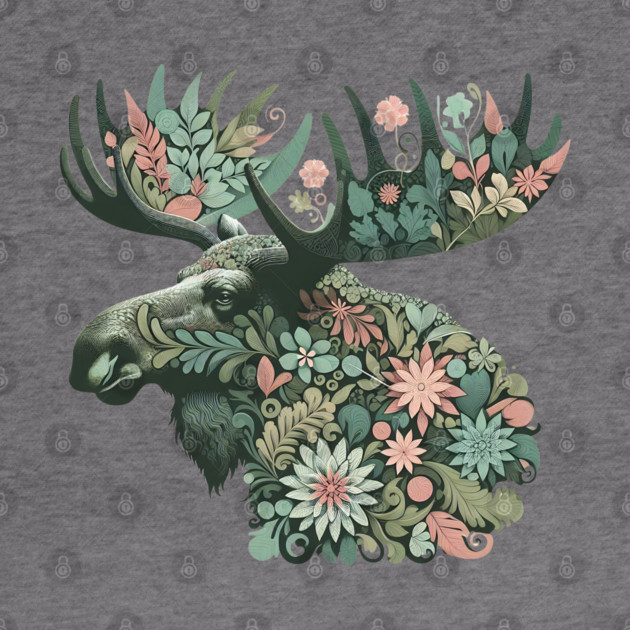 Moose Botanical Nature Art Illustration2 by BirdsnStuff