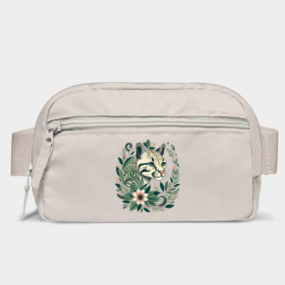 Ocelot Cat Botanical Nature Art Illustration Bag