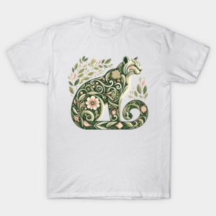 Ocelot Cat Botanical Nature Art Illustration2 T-Shirt