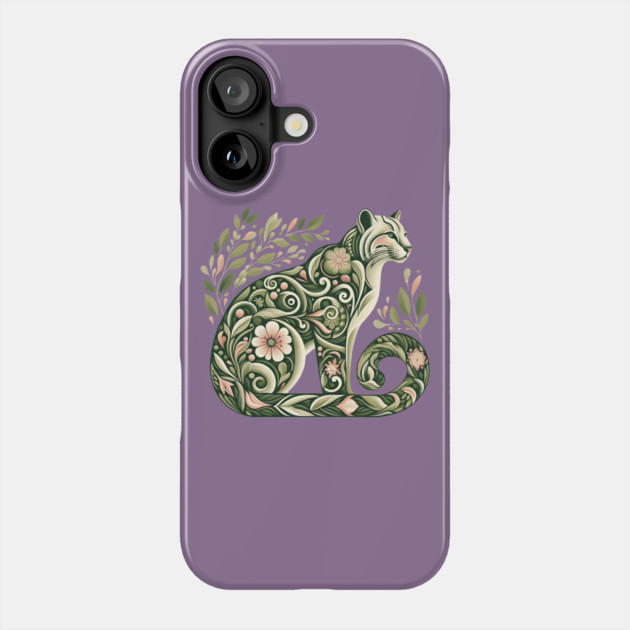 Ocelot Cat Botanical Nature Art Illustration2 Phone Case by BirdsnStuff