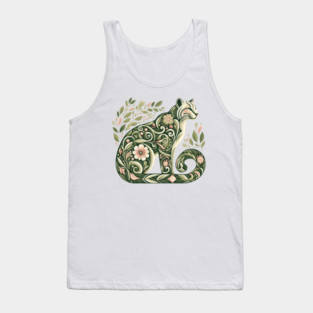 Ocelot Cat Botanical Nature Art Illustration2 Tank Top