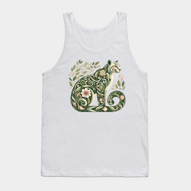 Ocelot Cat Botanical Nature Art Illustration2 Tank Top by BirdsnStuff