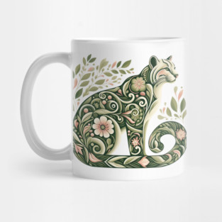 Ocelot Cat Botanical Nature Art Illustration2 Mug