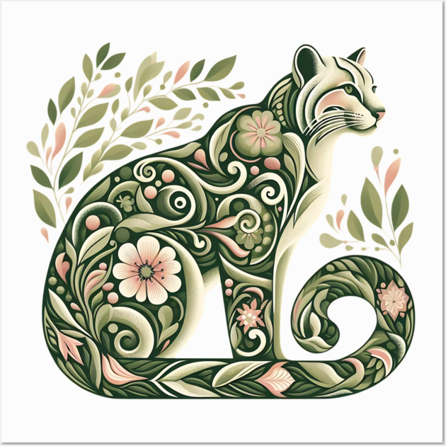 Ocelot Cat Botanical Nature Art Illustration2 Wall Art by BirdsnStuff