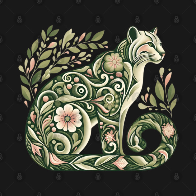 Ocelot Cat Botanical Nature Art Illustration2 by BirdsnStuff