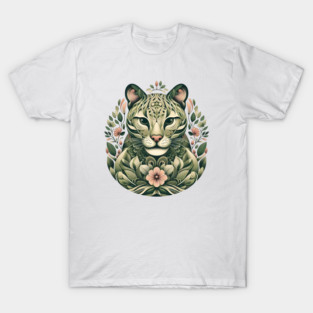 Ocelot Cat Botanical Nature Art Illustration3 T-Shirt