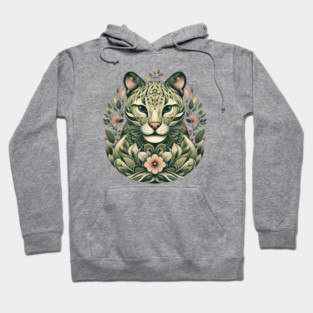 Ocelot Cat Botanical Nature Art Illustration3 Hoodie