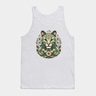 Ocelot Cat Botanical Nature Art Illustration3 Tank Top