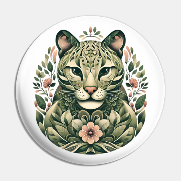 Ocelot Cat Botanical Nature Art Illustration3 Pin by BirdsnStuff