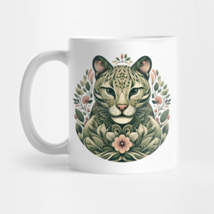 Ocelot Cat Botanical Nature Art Illustration3 Mug
