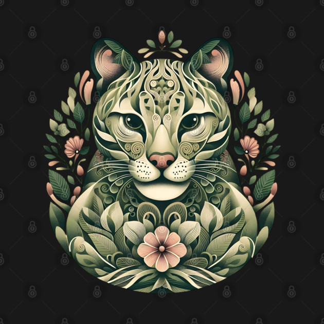 Ocelot Cat Botanical Nature Art Illustration3 by BirdsnStuff