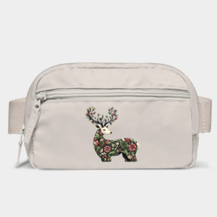 Red Deer Botanical Nature Art Illustration Bag