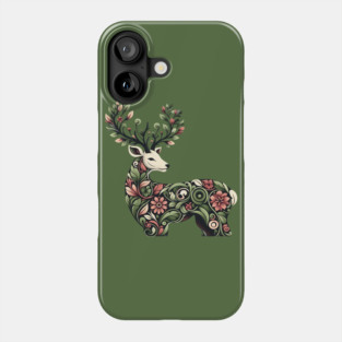 Red Deer Botanical Nature Art Illustration Phone Case