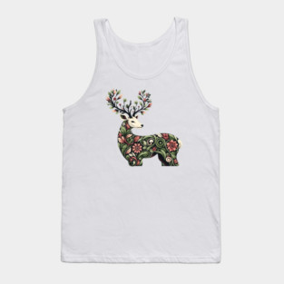 Red Deer Botanical Nature Art Illustration Tank Top
