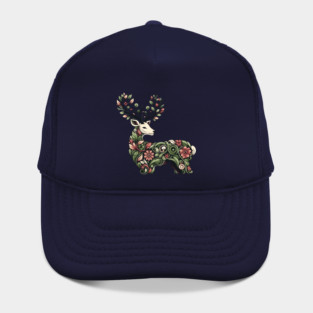 Red Deer Botanical Nature Art Illustration Hat