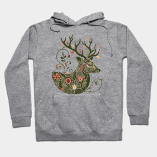 Red Deer Botanical Nature Art Illustration2 Hoodie
