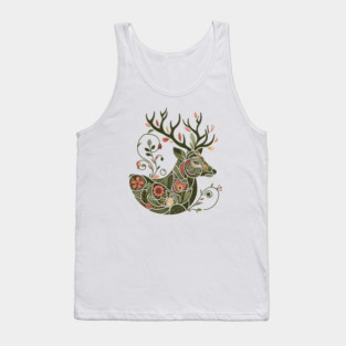 Red Deer Botanical Nature Art Illustration2 Tank Top